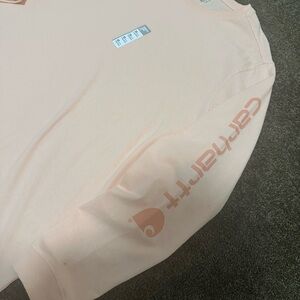 Carhartt Long Sleeve Logo Tee Peach Pink Women’s XXL Loose Fit NWT